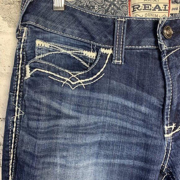 Ariat R.E.A.L. Denim Mid Rise Stretch Entwined Boot Cut Jean - Picture 3 of 12